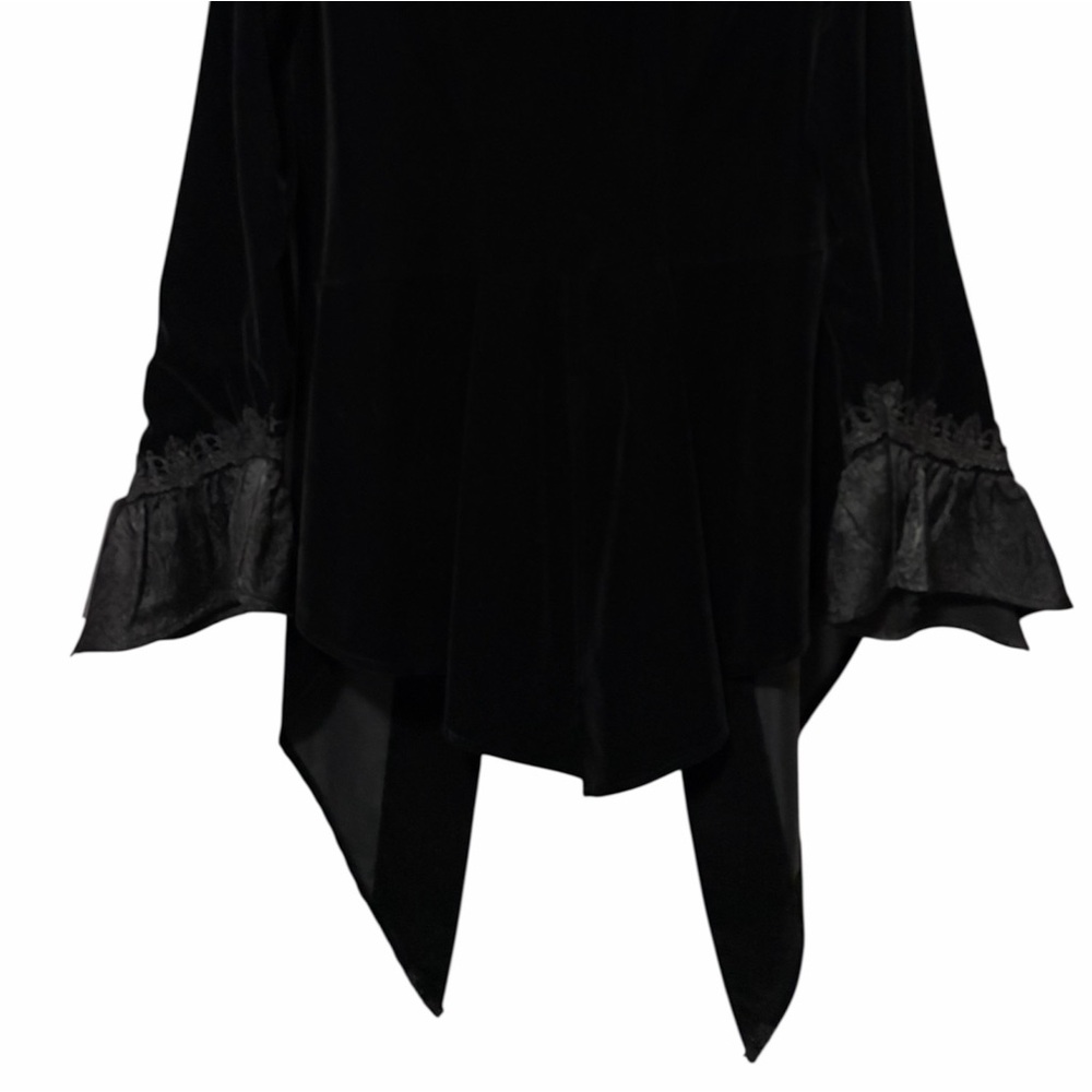 DARK IN LOVE NWT Black Velvet Lace Bell Sleeve Button Front Jacket - Picture 7 of 14
